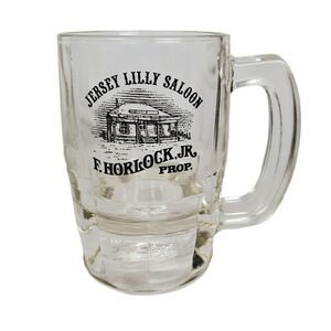 Vtg Jersey Lilly Saloon thick glass beer bar mug F Horlock Jr